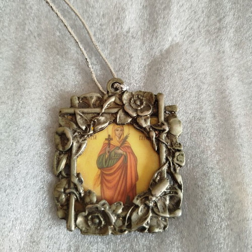 Pack of used old religious icons and crosses with Mount Athos photo