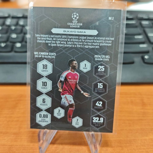 Bukayo Saka Topps Champions League Black Edge Edition Arsenal card new