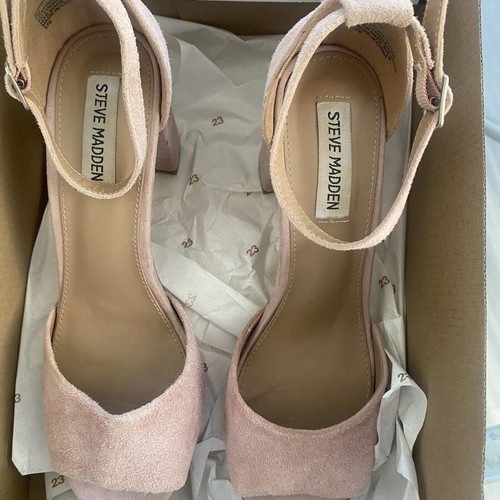 Steve Madden Pink Suede Chunky Heel like new
