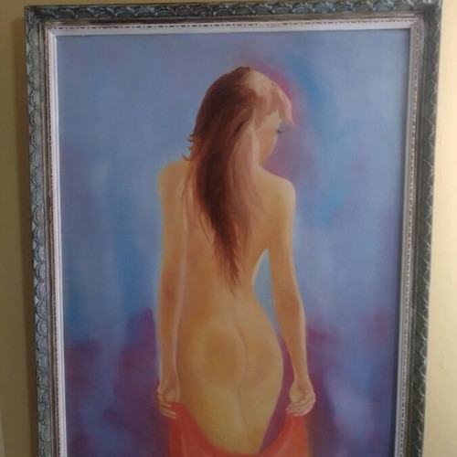Oil painting on canvas used, nude theme, size 50x70