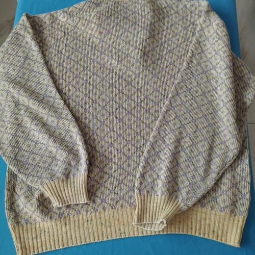 Paschalis Vintage Jacquard Knit Sweater with Neck Buttons Size XL/XXL like new