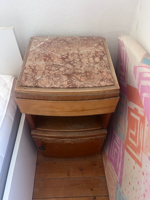 Antique bedside table with marble top