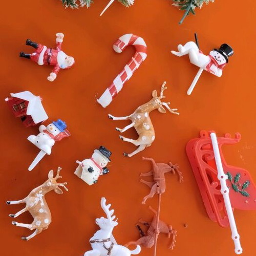Christmas decorations used for cake topping and more