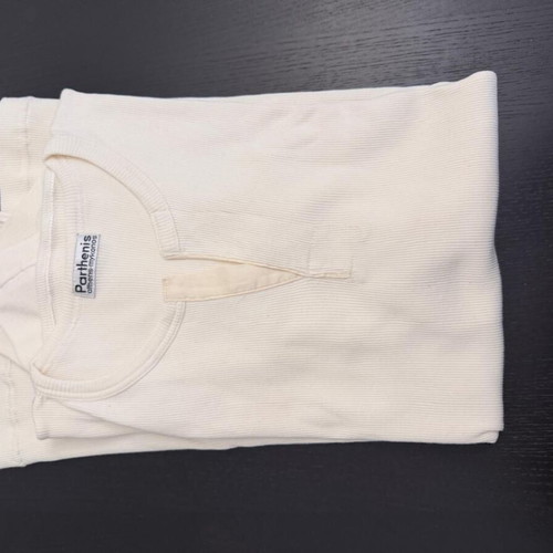 Parthenis Cream Ribbed Cotton Top like new, one size