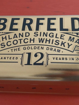 Aberfeldy metal box used, gold color