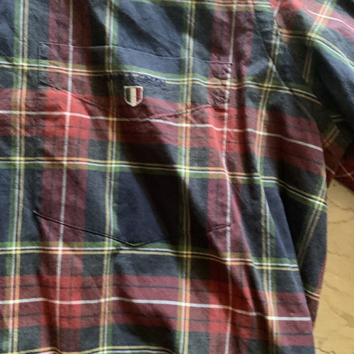 Navy & Green men's plaid shirt size M, like new