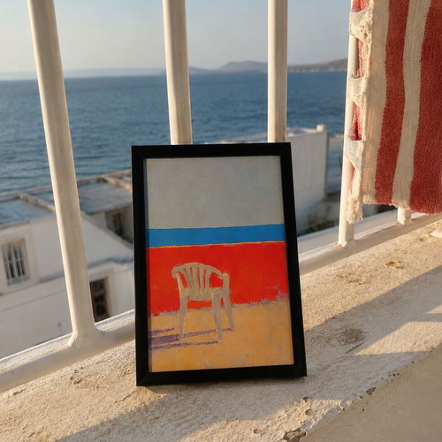 Endless Summer print with plastic chair, black frame
