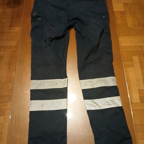 Cotton Work Pants Blue With Reflective Stripes Used