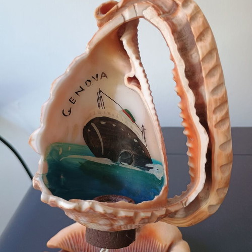 Handmade shell table lamp used