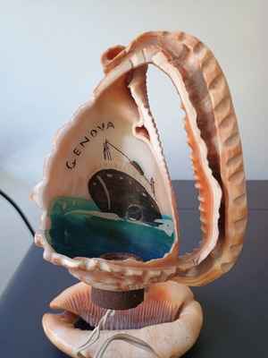 Handmade shell table lamp used