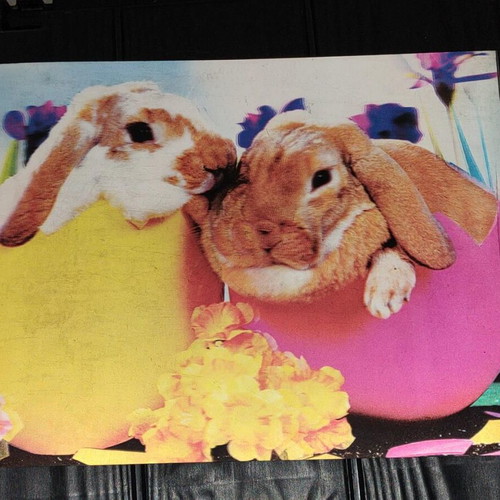 3D Picture With Bunnies In Eggs, Like New, 39x29 cm