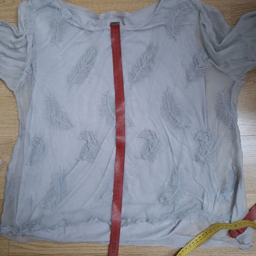 Gray transparent top with 3/4 sleeve like new, one size