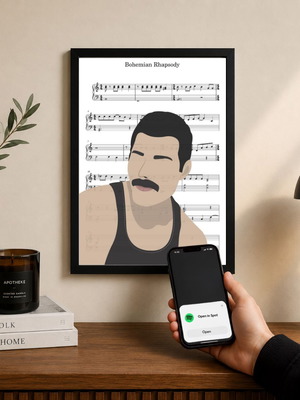 Bohemian Rhapsody Queen Poster with NFC Tag and Frame made to order