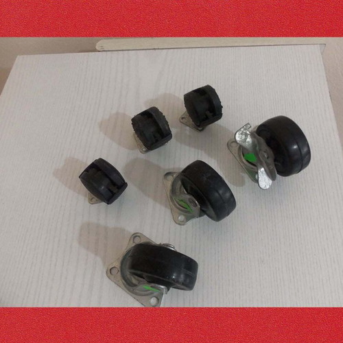 Furniture caster wheels set used, 3 with metal base, 1 with brake