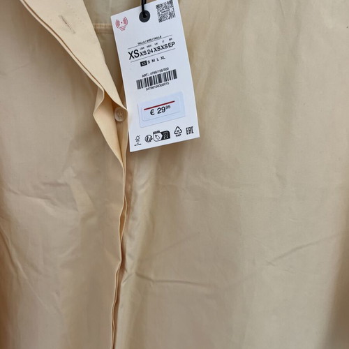 Zara shirt new, yellow, 3/4 sleeve, loose fit XS-S