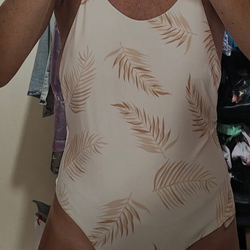 White one-piece swimsuit with open back