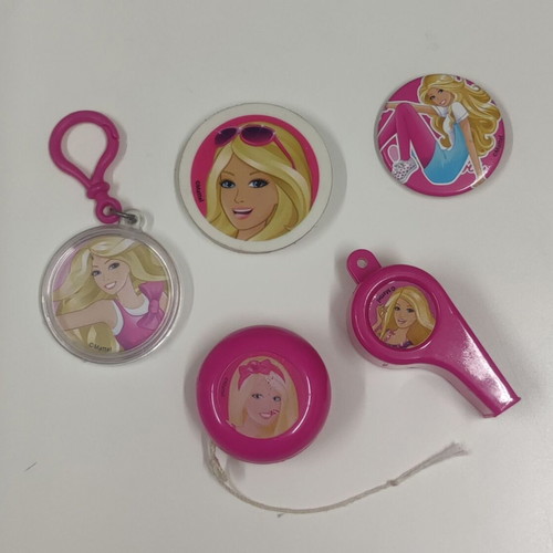 Barbie collectible toys used, badge, yo-yo, whistle