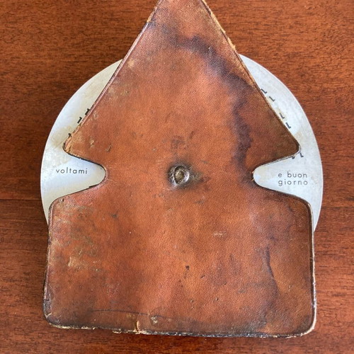 Vintage collectible parking disc used, cardboard and leather