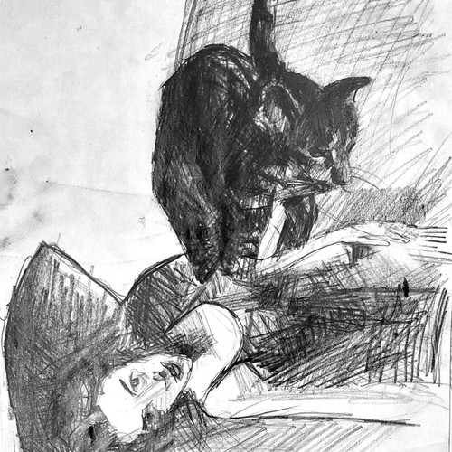 Original pencil drawing by Marina Krontira on paper, new