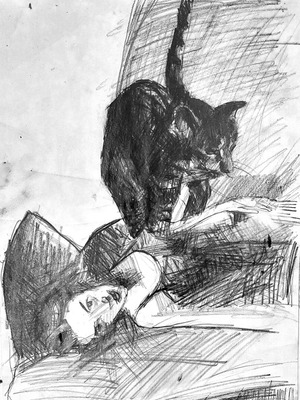 Original pencil drawing by Marina Krontira on paper, new
