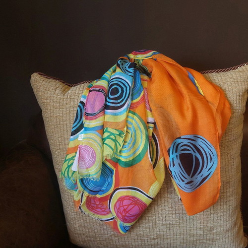 Colorful large scarf like new, shawl, pareo