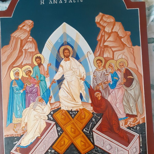 Byzantine icon new, egg tempera on wood with real gold leaf