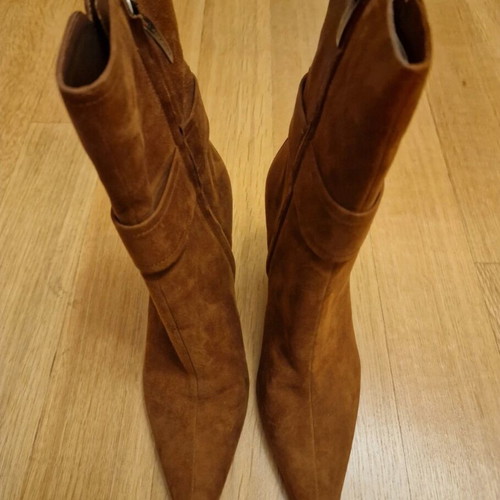 Sergio Rossi suede ankle boots, tan, size 38.5