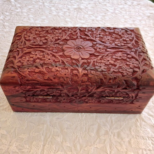 Set of 3 handmade woodcarved boxes from rosewood with velvet lining