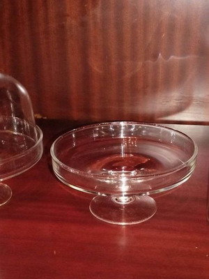 Set of 1 small cake stand and 2 crystal biscuit jars new