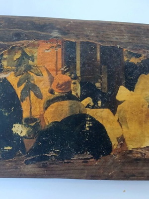 Edward Hopper painting copy on old wood, like new, handmade technique