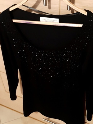 Zara cocktail blouse medium, black long sleeve with crystals, new