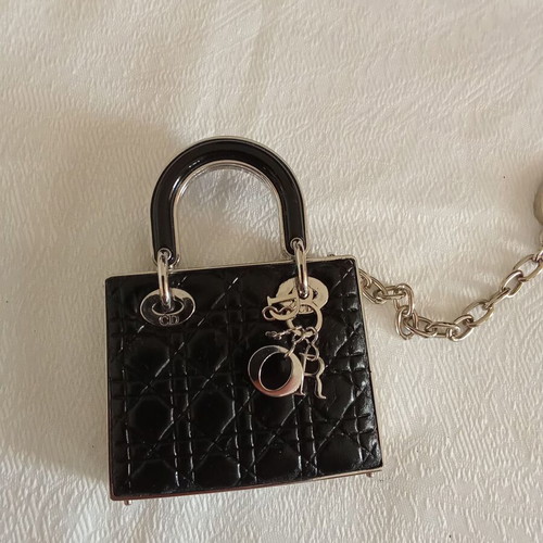 Christian Dior keychain with lipstick, like new, black and silver