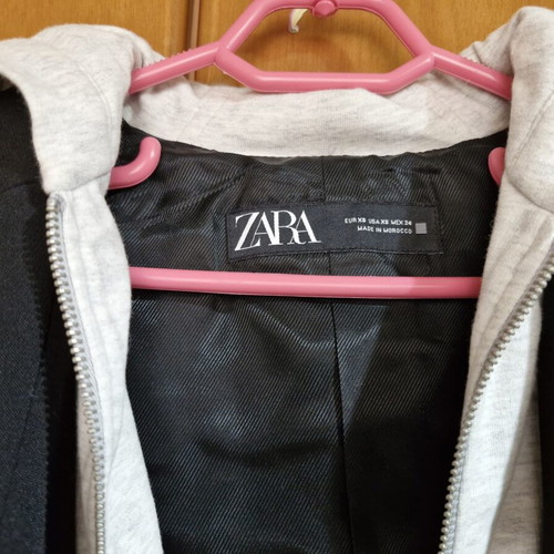Zara black jacket set with grey hooded vest XS like new