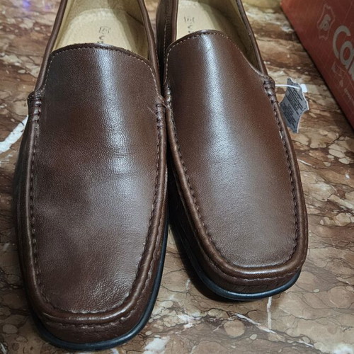 Cabrini men's leather moccasins new, dark brown, size 43