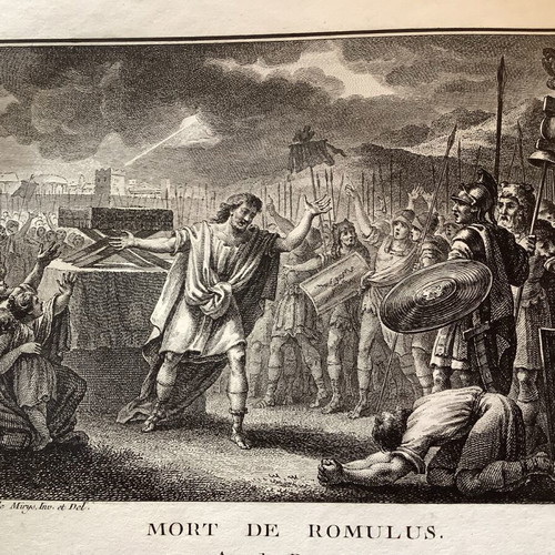 Χαλκογραφία 1770 Ο Θάνατος του Ρωμύλου μεταχειρισμένη 28x21 cm