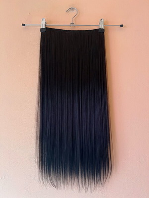 Black hair extension new, 100 g, 60 cm, 5 clips