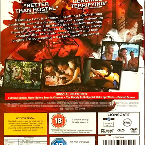 Paradise Lost DVD horror movie used with English subtitles