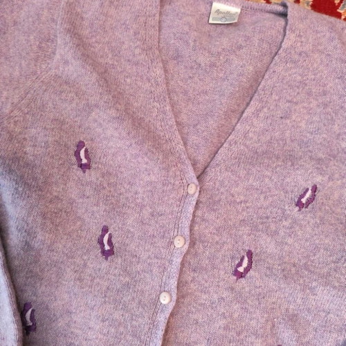 Apollon knitted cardigan purple like new with embroidered details