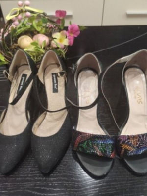 Women's high-heeled shoes like new, size 36, black and colorful