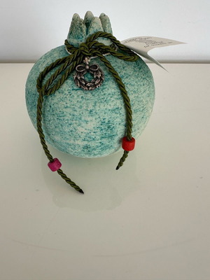 Handmade ceramic pomegranate, height 11 cm, diameter 32 cm