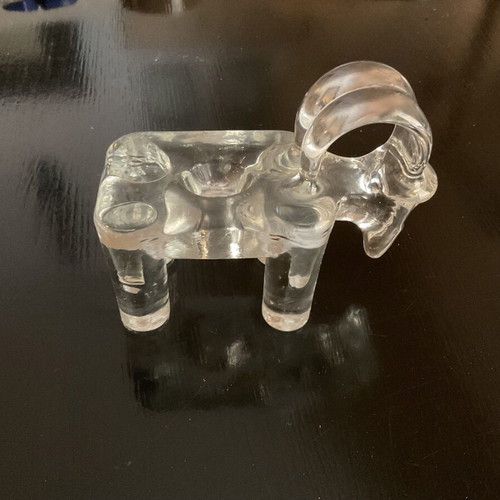 KOSTA BODA crystal ram candleholder/sculpture, Bertil Vallien Zoo Series 1970s/80s
