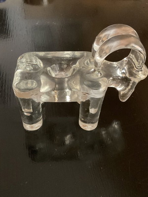 KOSTA BODA crystal ram candleholder/sculpture, Bertil Vallien Zoo Series 1970s/80s