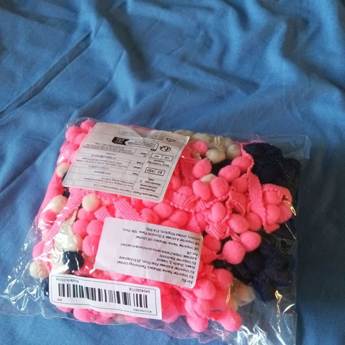 Decorative pom pom ball fringe trim new, multicolor pack