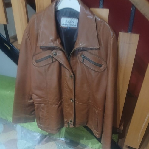Leather women's jacket like new, size L, brown napa