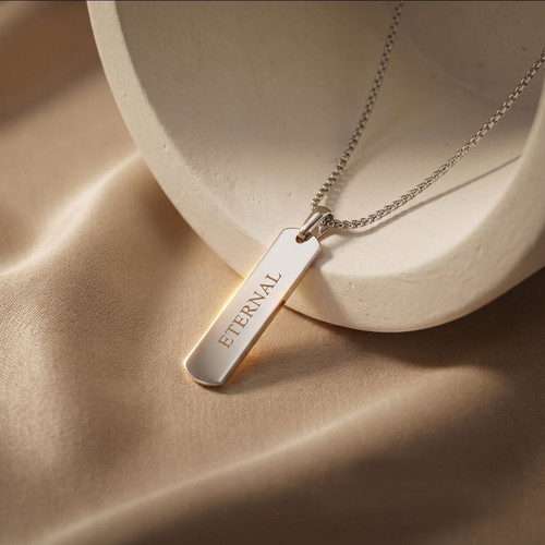 Men's necklace with vertical pendant stainless steel new