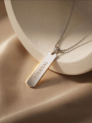 Men's necklace with vertical pendant stainless steel new