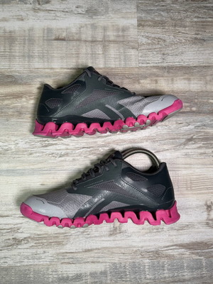Reebok ZigTech women's running sneakers grey mesh pink sole US 7.5 EU 38