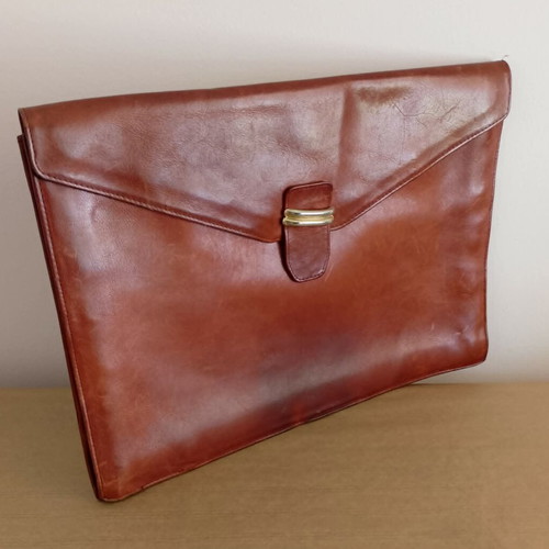 Leather briefcase like new, natural tan color