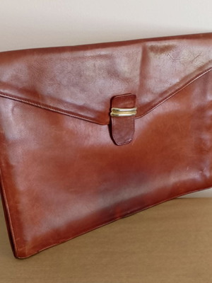 Leather briefcase like new, natural tan color