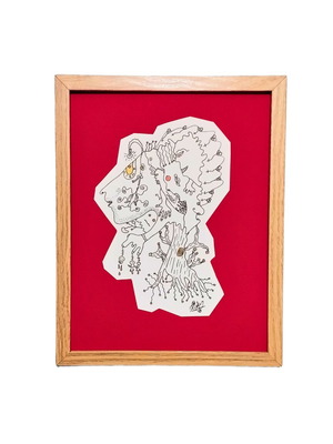 The Erinyes drawing in small frame ink on handmade paper